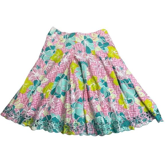 Lilly Pulitzer Pleated Floral Skirt Vintage 90s Print Cotton Size 4 - Picture 1 of 8